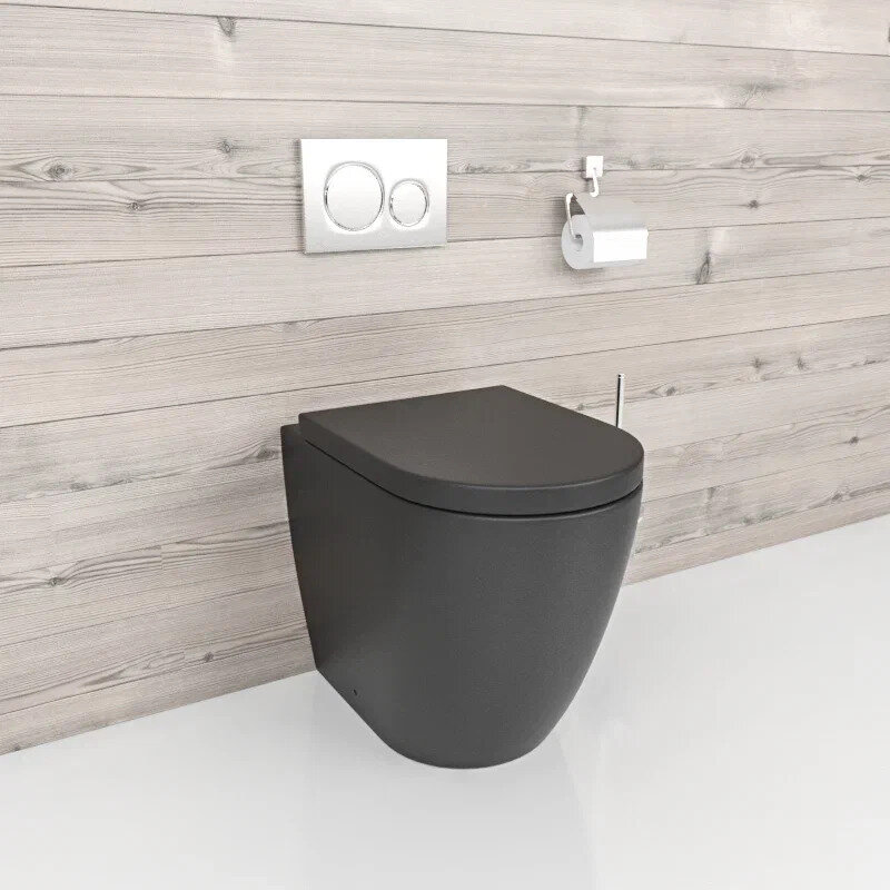 Изображение товара Унитаз приставной beWash Aldo BKFSR101565, безободковый, сиденье микролифт, черный матовый