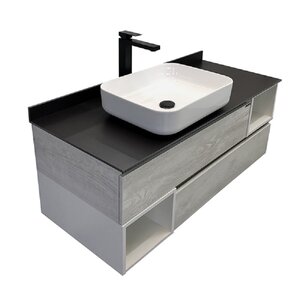 Изображение товара Тумба с раковиной Comfortу Прага, 120 см, подвесная, дуб белый, с графитовой столешницей, с раковиной Comfortу T-Y9378, 00-00014834 (00-00014834CF)