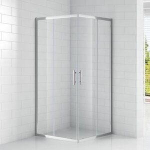 Изображение товара Душевой уголок Cezares Eco-O-A-2-90-C-Cr/Eco-O-A-2-90-P-Cr, 90 х 90 см, стекло прозрачное/рифленое, профиль хром