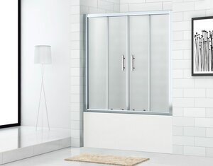 Изображение товара Шторка на ванну Cezares Eco-O-VF-2-170/145-C-Cr/Eco-O-VF-2-170/145-P-Cr, 150 см, стекло прозрачное/рифленое, профиль хром