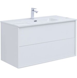 Изображение товара Тумба под раковину Aquanet Lino 100 см белая подвесная с системой Push-to-Open