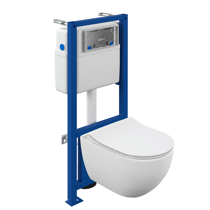 Изображение товара Инсталляция с безободковым унитазом Cersanit Brasko Smart CO DPL EO SLIM LP + LINK PRO