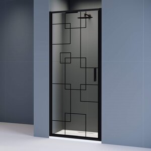 Изображение товара Душевая дверь в нишу RGW SV-05-B Stilvoll 70320509-194, 90 см, стекло матовое с рисунком, профиль черный
