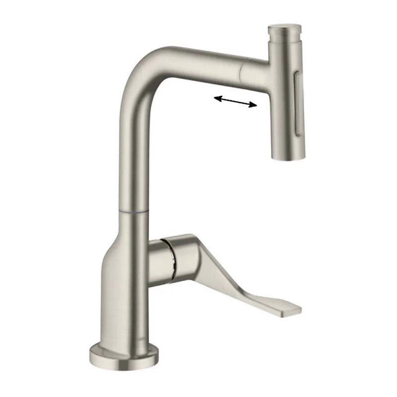 Изображение товара Смеситель для кухонной мойки Axor Citterio, 39863800, с вытяжным изливом, нержавеющая сталь