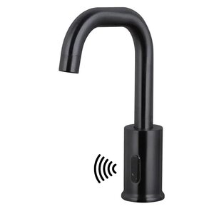Изображение товара Электронный сенсорный смеситель для раковины с поворотным изливом черный матовый