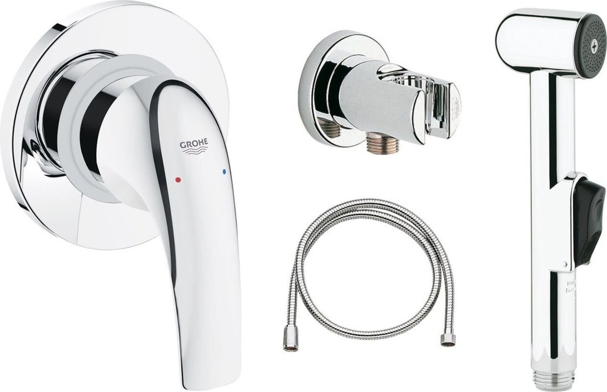 Изображение товара Гигиенический душ Grohe BauCurve, 123072, со смесителем, хром Изображение товара Гигиенический душ Grohe BauCurve, 123072, со смесителем, хром