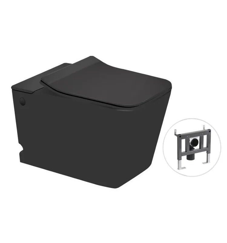 Изображение товара Подвесной унитаз SantiLine SL-5032MB с импульсным смывом черный матовый
