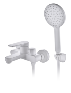 Изображение товара Смеситель D&K Bayern.Furth DA1523208 для ванны и душа, с душевым гарнитуром, белый матовый