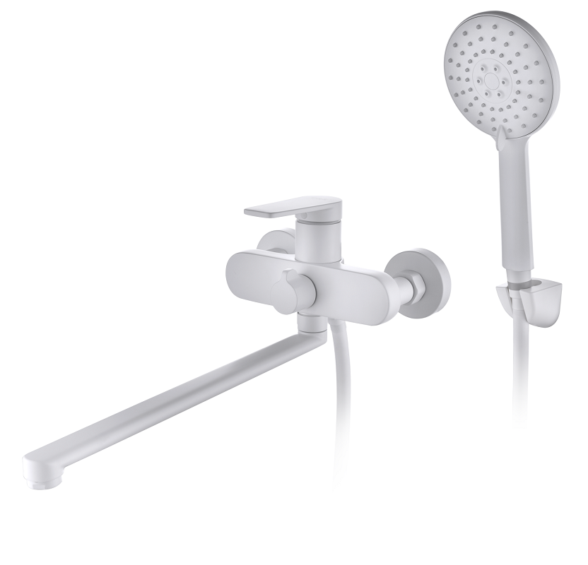 Изображение товара Смеситель DQ Bayern.Furth DA1523308 для ванны и душа, с душевым гарнитуром, белый матовый