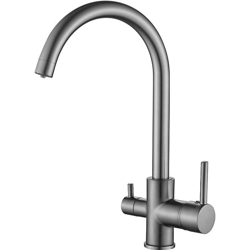 Изображение товара Высокий кухонный смеситель Belz B801-3 с подключением к фильтру вороненая сталь