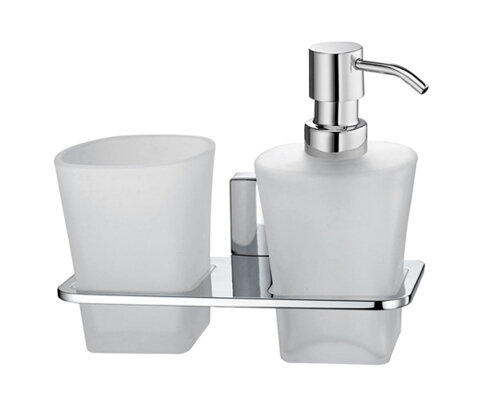 Изображение товара Держатель стакана и дозатор WasserKRAFT Leine K-5089, хром, настенный