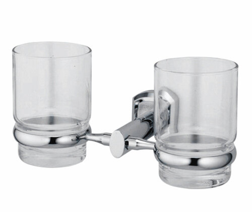Изображение товара Стакан стеклянный с держателем WasserKRAFT Oder двойной хром настенный K-3028D