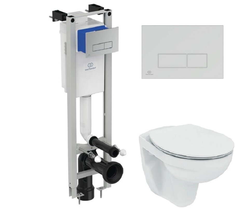 Изображение товара Инсталляция Ideal Standard Prosys с унитазом Ideal Standard Tirso, E2332AA/R034301, безободковый, сиденье с микролифтом, белый, клавиша хром Изображение товара Инсталляция Ideal Standard Prosys с унитазом Ideal Standard Tirso, E2332AA/R034301, безободковый, сиденье с микролифтом, белый, клавиша хром