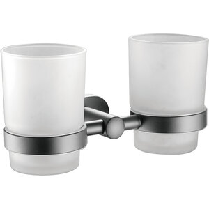 Изображение товара Стакан для щёток Belz B905 B90508 двойной из матового стекла и нержавеющей стали