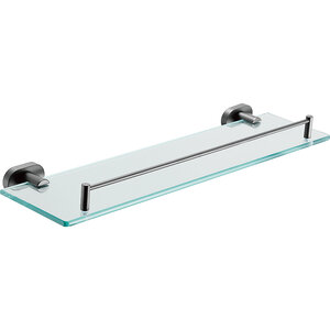 Изображение товара Полка Belz B905 B90507 50 см стекло вороненая сталь стеновая для ванной