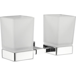 Изображение товара Стакан для щёток Belz B902 B90208, двойной, стекло матовое, цвет держателя хром