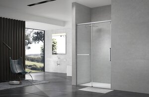 Изображение товара Душевая дверь Terminus Альба 01, 1DS140х220C, 140 см, стекло прозрачное, профиль хром