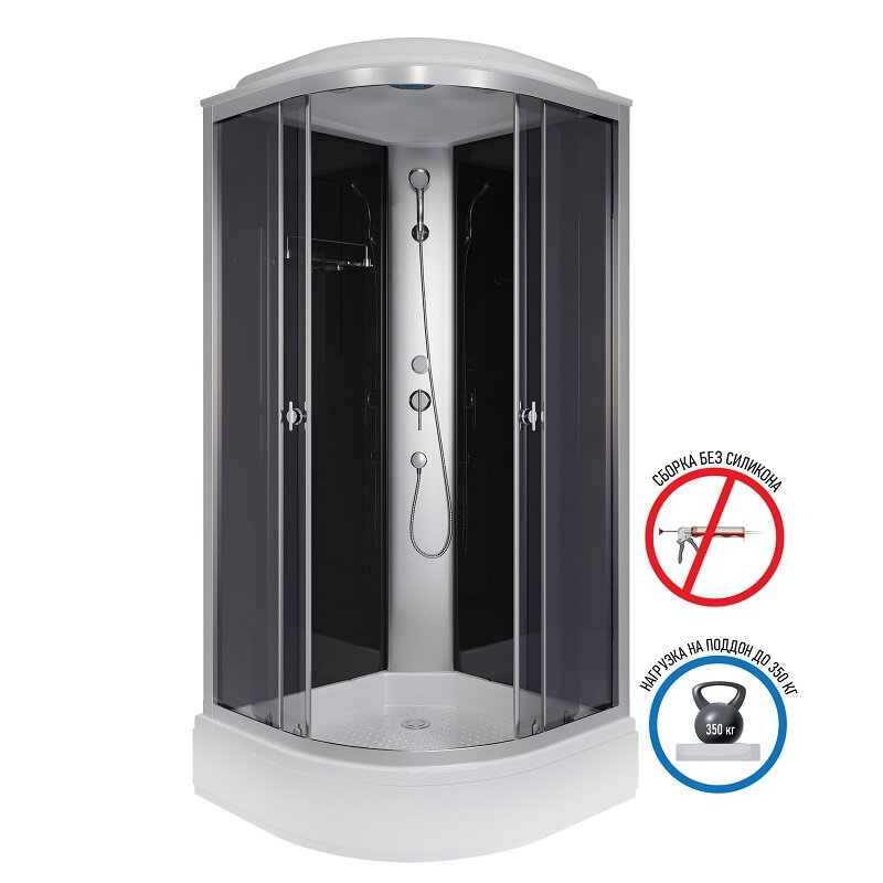 Изображение товара Душевая кабина Niagara Eco E90/26/TN 90x90 см с крышей стекло тонированное хром поддон
