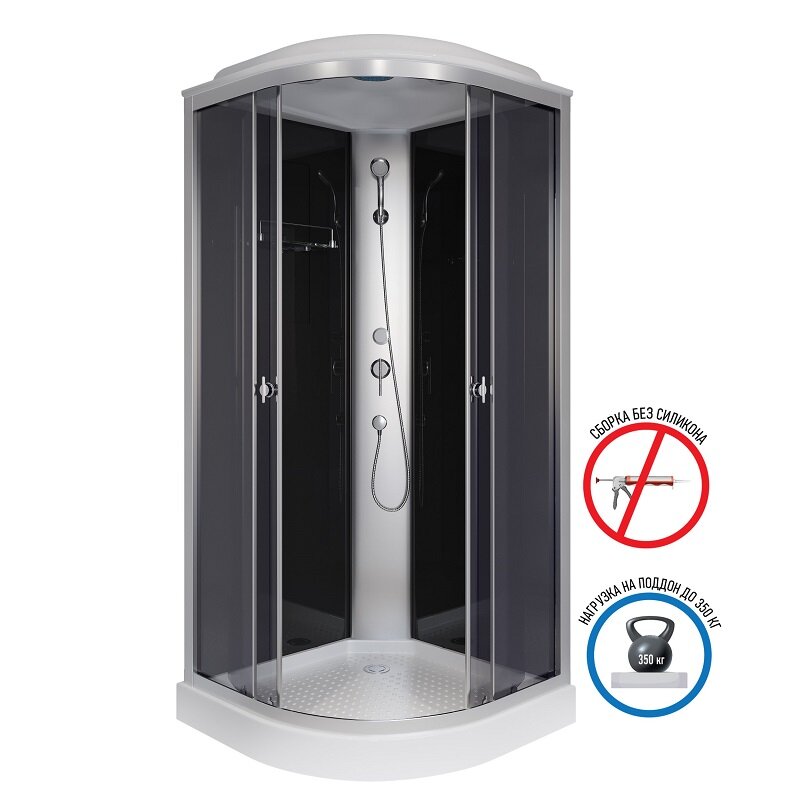 Изображение товара Душевая кабина Niagara Eco E100/13/TN с крышей стекло тонированное 100х100 см