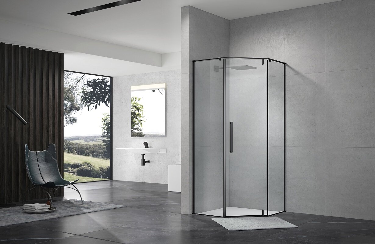 Изображение товара Душевой уголок Terminus Альба 04, 4EW100х100B, 100 x 100 см, стекло прозрачное, профиль черный матовый