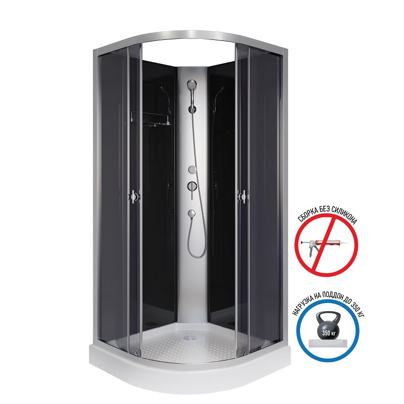 Изображение товара Душевая кабина Niagara Eco E90/13/TN/BK 90х90 см без крыши с тонированным стеклом