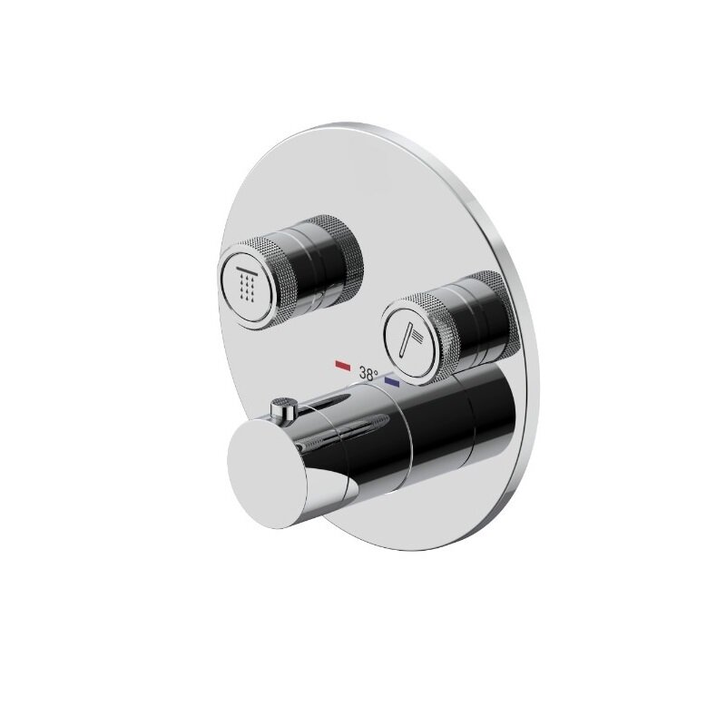 Изображение товара Смеситель Plumberia Selection Psbox PSB1902CR для ванны и душа, термостатический, на 2 потребителя, цвет хром