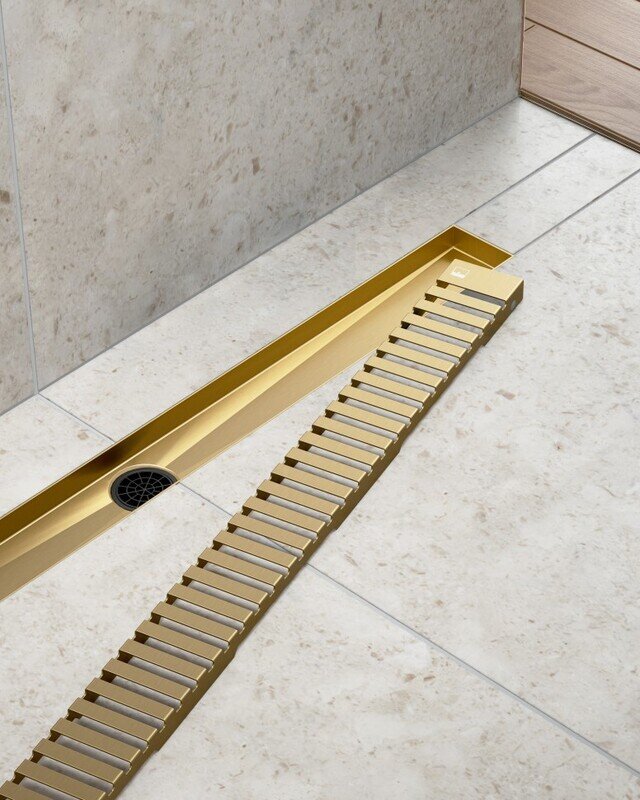 Изображение товара Дренажный канал Timo Drain System DS230107/17 70 см с решеткой lines золото матовое