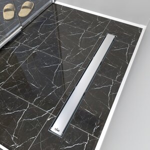 Изображение товара Дренажный канал Timo Drain Protect DP20800-PG20800, 80 см, с двусторонней панелью PG20 под плитку, цвет сатин