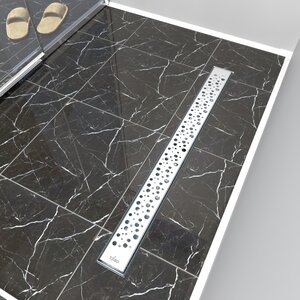 Изображение товара Дренажный канал Timo Drain Protect DP20800-DR20800, 80 см, с перфорированной решеткой DR20, сатин