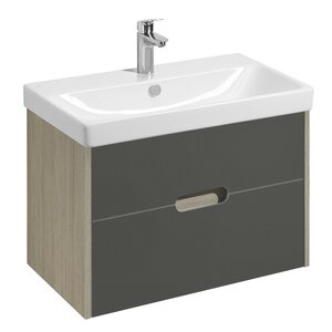 Изображение товара Тумба с раковиной Акватон Оливия, 1A2831K0OLUG0, 80 см, подвесная, цвет грей/дуб ойстер