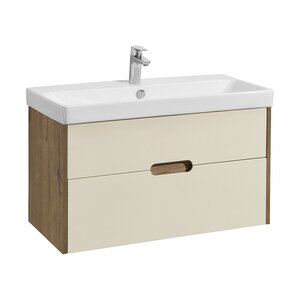 Изображение товара Тумба с раковиной Акватон Оливия, 1A2544K0OLVG0, 90 см, подвесная, цвет бежевый/дуб веллингтон