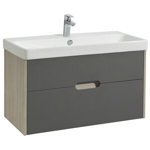 Изображение товара Тумба под раковину Акватон Оливия, 1A254401OLUG0, 90 см, подвесная, цвет грей/дуб ойстер