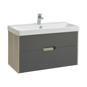 Изображение товара Тумба с раковиной Акватон Оливия, 1A2544K0OLUG0, 90 см, подвесная, цвет грей/дуб ойстер