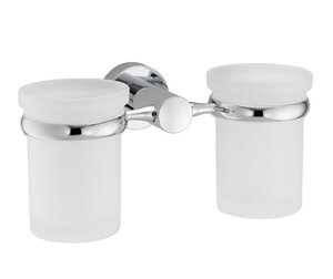 Изображение товара Стакан стеклянный WasserKRAFT Donau с держателем двойной хром для ванной