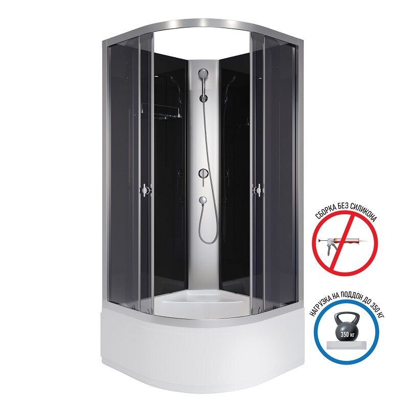 Изображение товара Душевая кабина Niagara Eco E80/40/TN/BK, 80 х 80 см, без крыши, стекло тонированное, профиль хром