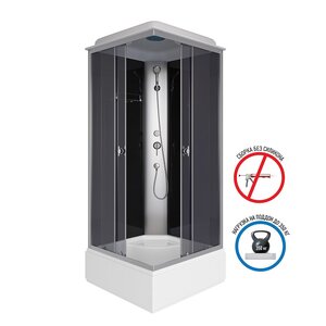 Изображение товара Душевая кабина Niagara Eco E90/26Q/TN, 90 х 90 см, с крышей, стекло тонированное, профиль хром