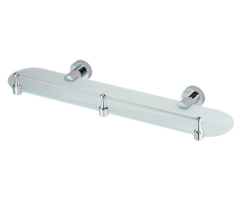 Изображение товара Стеклянная полка WasserKRAFT Donau с бортиком хромированная 50х14 см