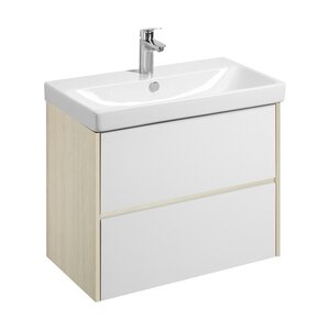 Изображение товара Тумба с раковиной Aquaton Сканди, 1A2830K0SDB20, 80 см, подвесная, цвет белый/дуб верона