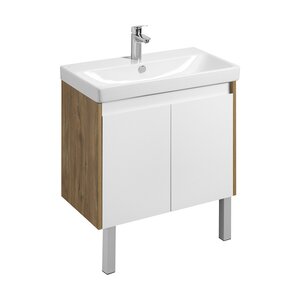 Изображение товара Тумба с раковиной Акватон Сканди Doors, 1A2829K0SDZ90, 80 см, подвесная, цвет белый/дуб рустикальный