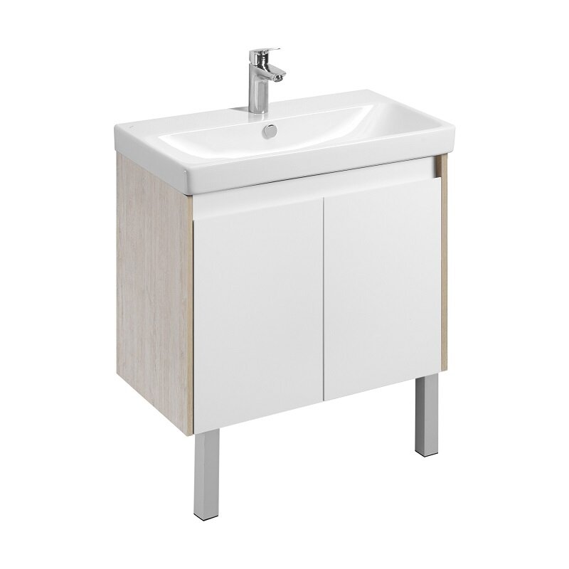 Изображение товара Тумба под раковину Aquaton Сканди Doors,1A282901SDB20, 80 см, подвесная, белый глянец/дуб верона