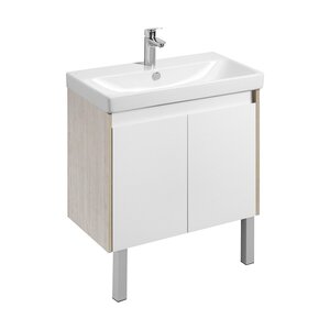 Изображение товара Тумба с раковиной Акватон Сканди Doors, 1A2829K0SDB20, 80 см, подвесная, цвет белый/дуб верона