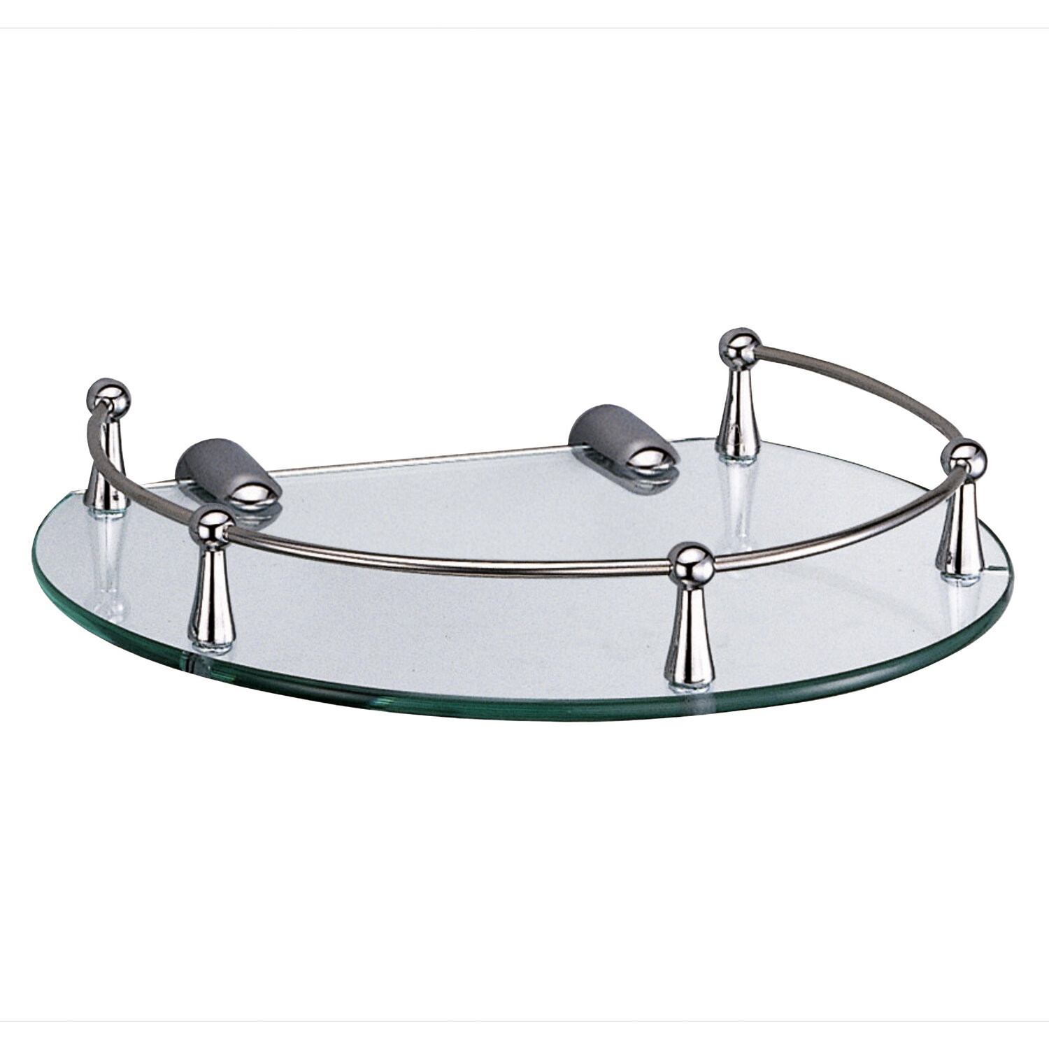 Изображение товара Полка WasserKRAFT K-566 хром — настенная закалённая стеклянная 24,5x21x5 см