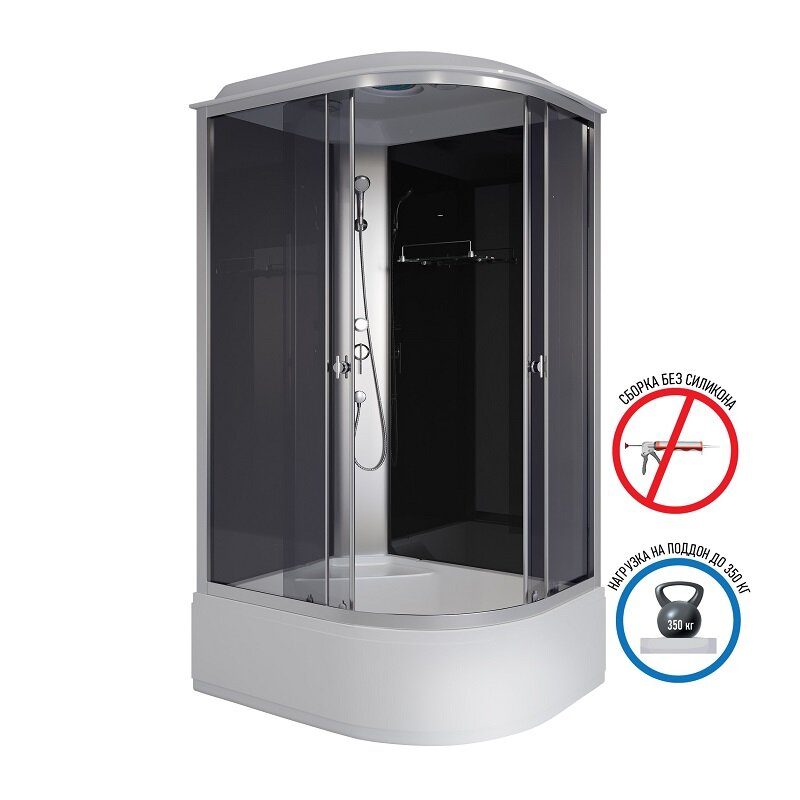 Изображение товара Душевая кабина Niagara Eco E120/80/40L/TN/E120/80/40R/TN с тонированным стеклом и хром профилями