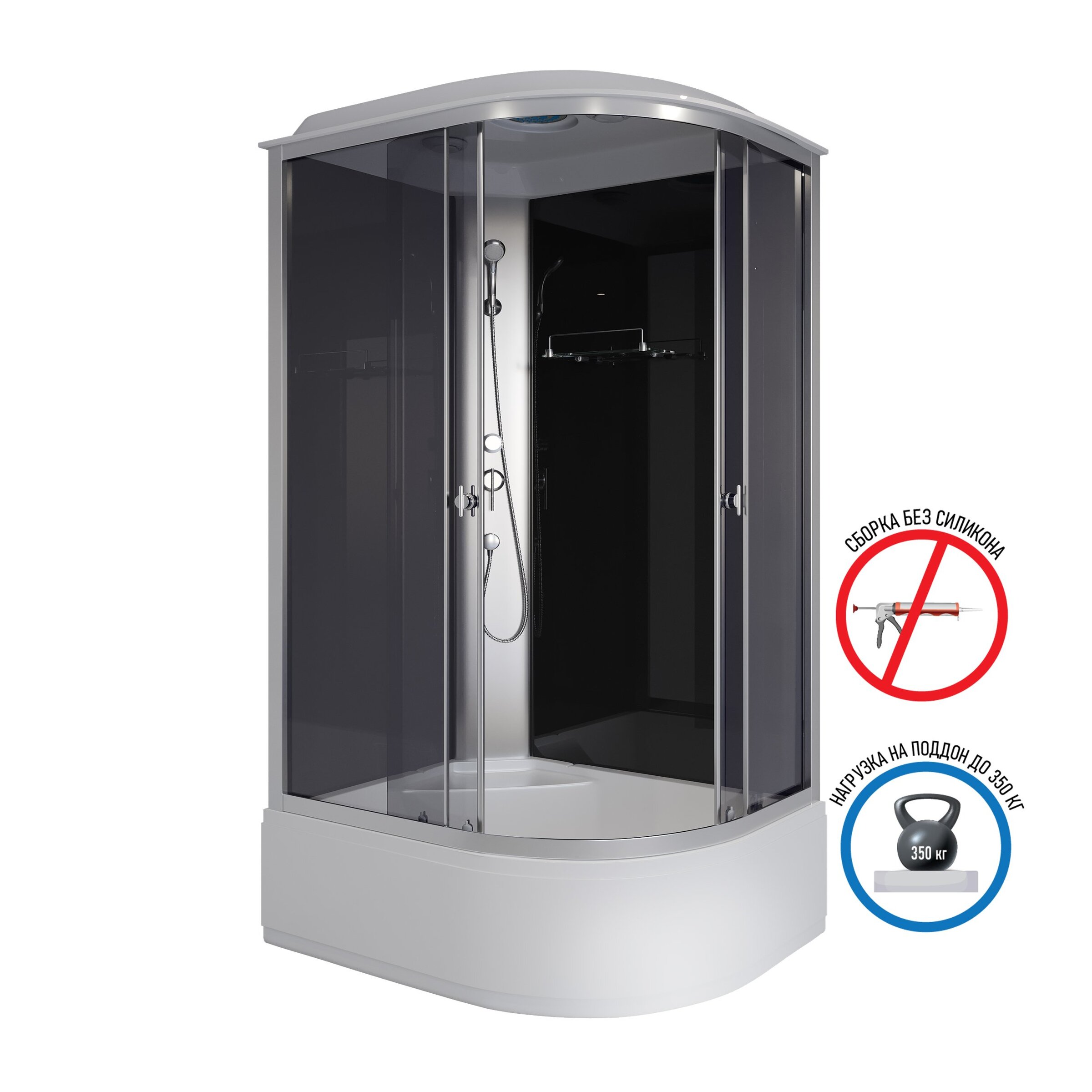 Изображение товара Душевая кабина Niagara Eco 120x90 асимметричная тонированное стекло хром профиль