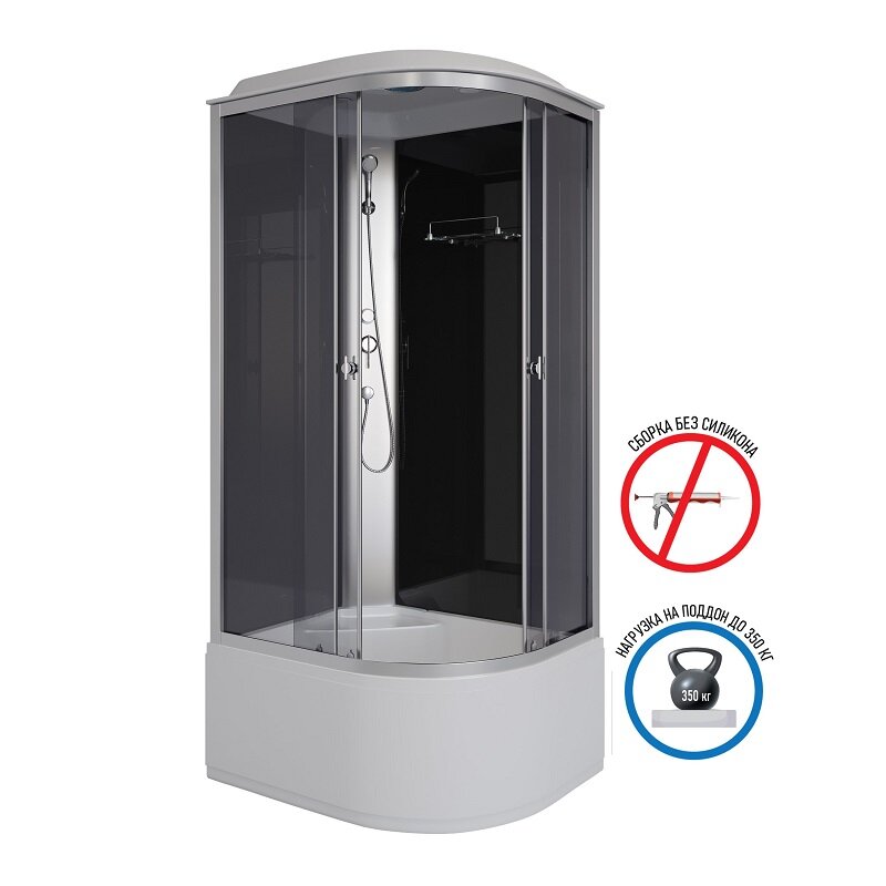 Изображение товара Душевая кабина Niagara Eco E100/80/40L/TN с тонированным стеклом и высоким поддоном