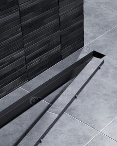Изображение товара Дренажный канал Timo Drain System DS230209/03, 90 см, с двусторонней панелью под плитку, цвет черный матовый