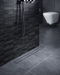 Изображение товара Дренажный канал Timo Drain System DS230210/03, 100 см, с двусторонней панелью под плитку, цвет черный матовый