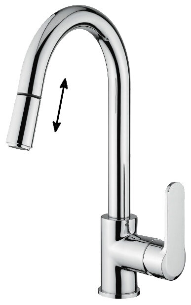 Изображение товара Смеситель для кухни Emmevi Nefer 77066 с выдвижным изливом хром Италия