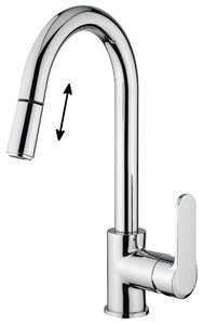 Изображение товара Смеситель для кухни Emmevi Nefer 77066 с выдвижным изливом хром Италия