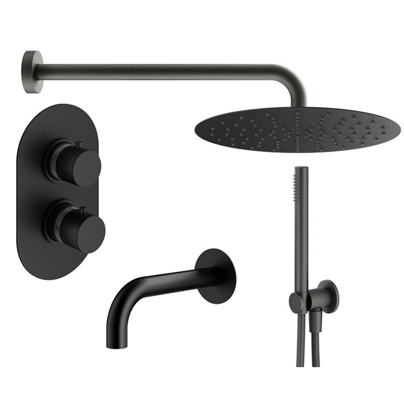 Изображение товара Душевая система Plumberia Selection Ixo KITXOT19NO260KING черный матовый термостатическая